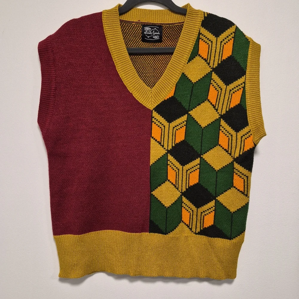 Steady Hands Giyu Tomioka Demon Slayer Sweater Vest Unisex Geometric Size S/M - Picture 2 of 13